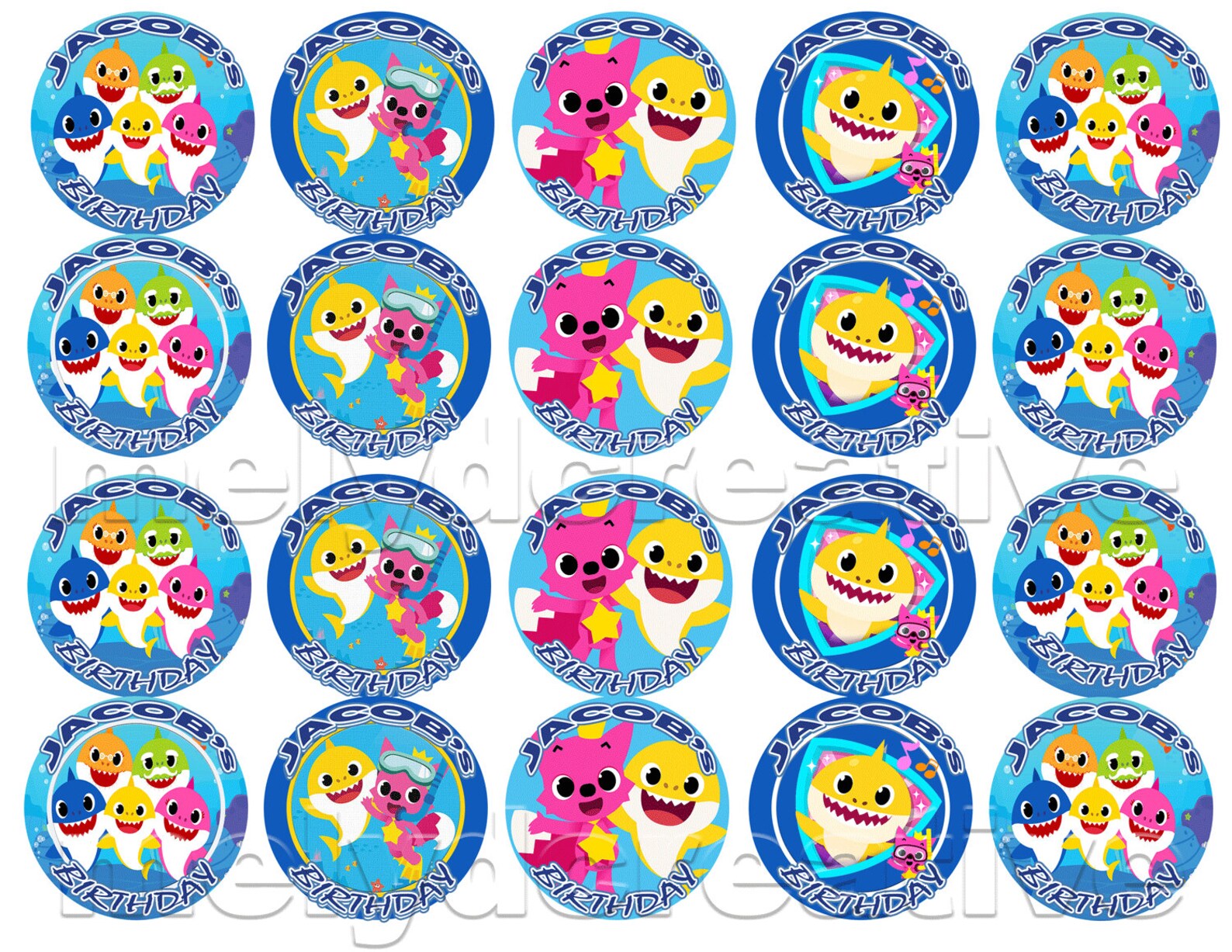 Baby Shark Cupcake Toppers Printable Inch Etsy My XXX Hot Girl