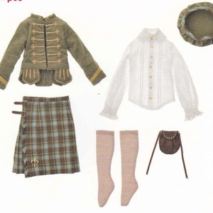 1/4 MSD BJD Unoa Doll Boy Scottish Highland Dress Set Kilt Sporran pdf Scaled E PATTERN in Japanese and Template Titles in English