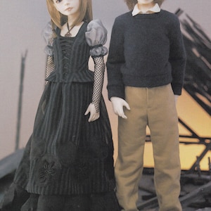 1/3 SD BJD 60cm Doll Baudelaire Boy Pants Shirt Sweater & Girl Riding Corset Dress sets pdf E PATTERN in Japanese and Titles in English