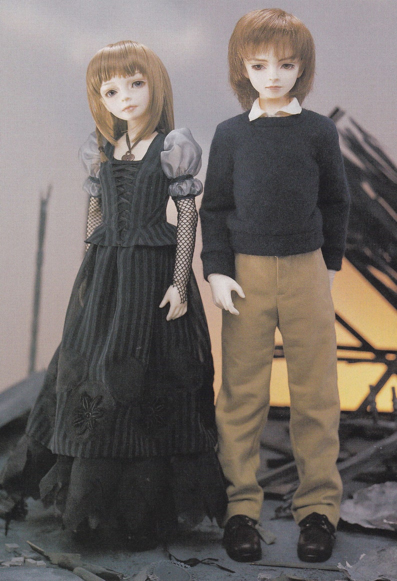 1/3 SD BJD 60cm Doll Baudelaire Boy Pants Shirt Sweater & Girl Riding Corset Dress sets pdf E PATTERN in Japanese and Titles in English image 1