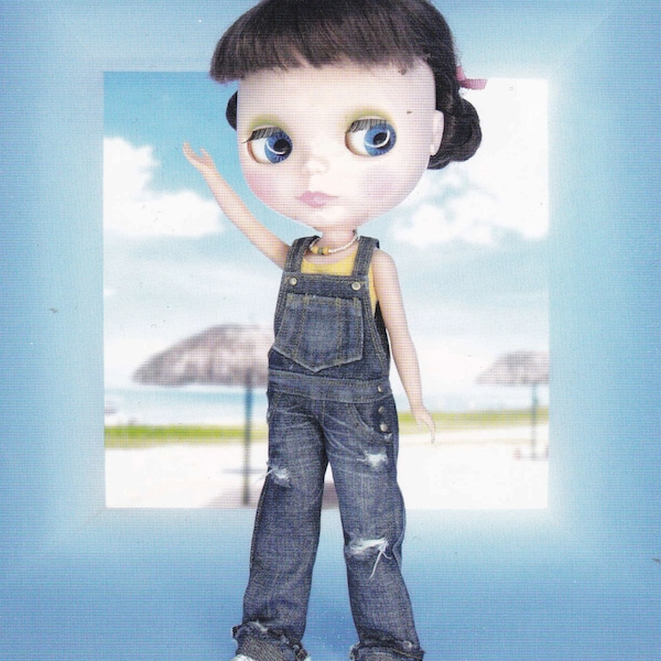 Kenner Neo Blythe Doll Denim Jeans Overalls 11" Dolls Clothing pdf Scaled E PATTERN in Japanese and Template pieces titles in ENGLISH