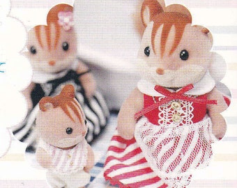 Sylvanian Families Calico Critters Baby, Sister and Mother dolls dress set pdf E PATTERN in Japanese and Templates Titles in English