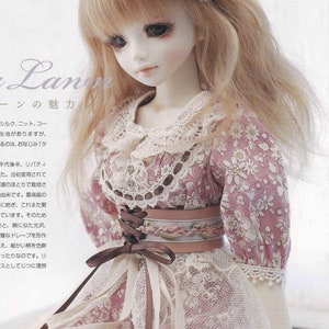 1/4 MSD BJD Unoa Doll Country Romantic Forest Girl Mori Style One Piece Dress with belt set pdf E PATTERN in Japanese and Titles in English