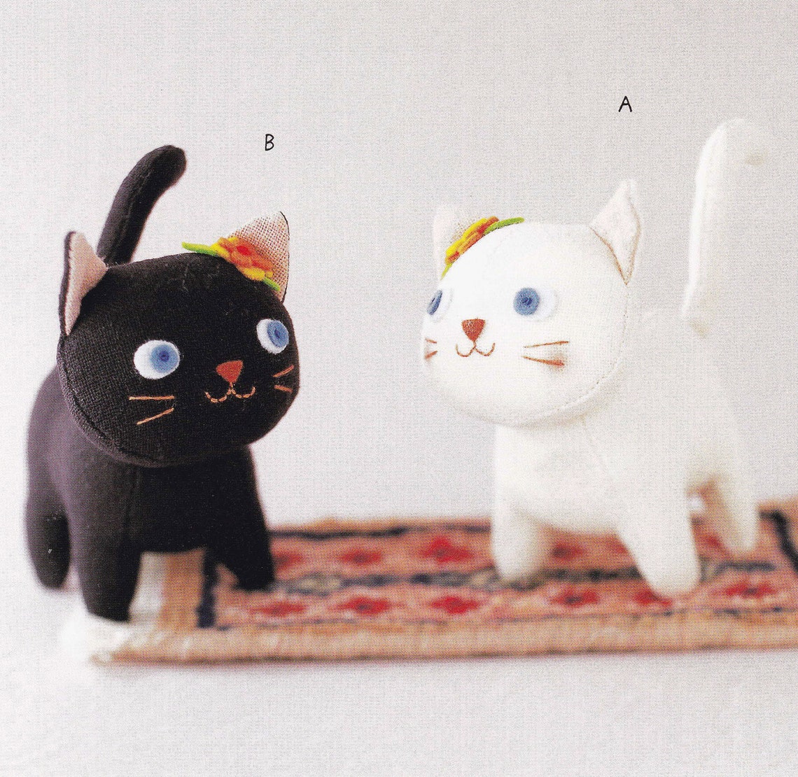 Cotton Linen Fabric Cute Cat Kittens Animal Mascots Plush Etsy UK