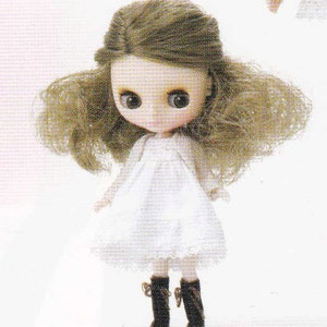 Petite Blythe Doll girly dress balero & boots set 11cm dolls clothing pdf Scaled E PATTERN in Japanese and Template Pieces Titles in English