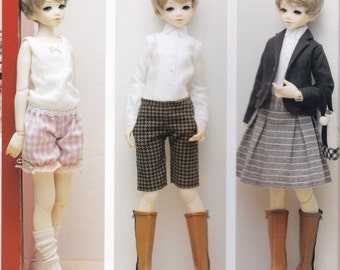 1/4 MSD BJD 40cm Doll Basic Dress, Pants, Shirt, Skirt, Jacket, Bloomers, Vest Tulle, Socks & Tote Bag lot pdf E PATTERN Titles in English