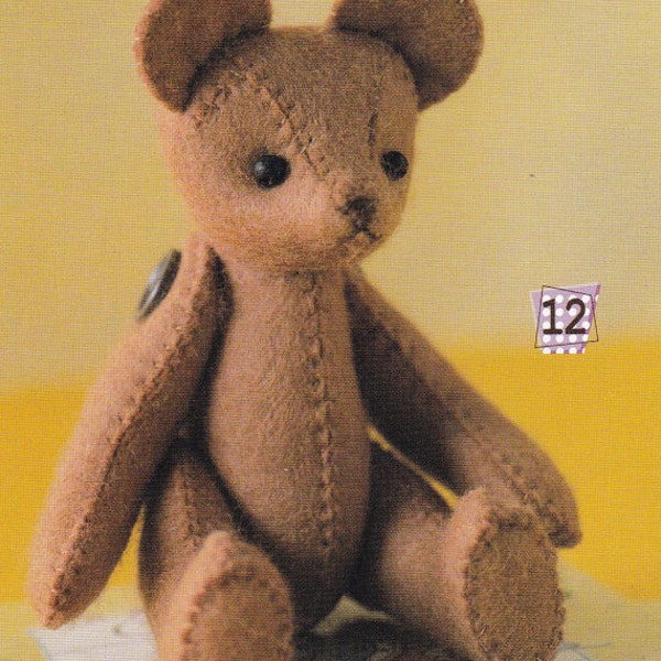 1 Easy Sewing Felt Stuffed Teddy Bear with Movable Joints Mascots Toy Dolls 15cm pdf E PATTERN in JAPANESE and Template Titles in English