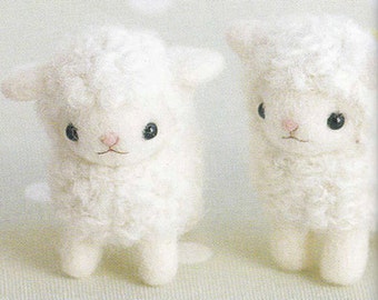 Cute Needle Felt Sheep Mascot Needle Felting Miniature Animal Doll pdf E PATTERN in Japanese and Pieces Titles in English