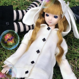 22cm/ 9&quot; Nano Haruka Mau Doll Goth Casual Bunny Ears Hooded Parka and Tights set pdf Scaled E PATTERN in Japanese & Titles in English