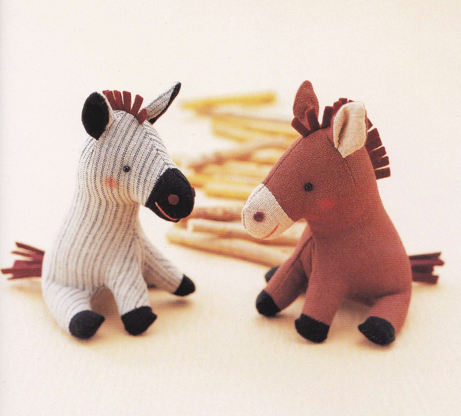 Cotton Linen Kawaii Horse Pony Plush Stuffed Toy Mascots sewing crafts pdf E PATTERN in Japanese and Templates Titles in English