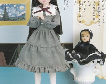 Licca Kenner Neo Blythe doll BL body Little Princess Dress w/ Collar Bib & Socks set pdf E PATTERN in Japanese and Pieces Titles in English
