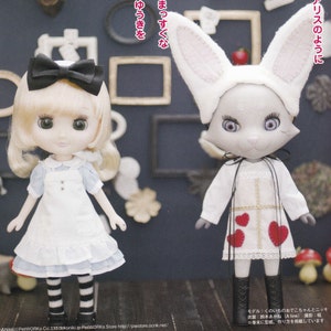Odeco Nikki Middie Blythe Boneca de 20 cm Alice no País das Maravilhas Conjunto de vestidos com cartão de copas pdf E PATTERN em japonês e títulos de modelos em inglês