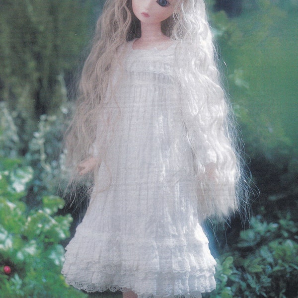 1/4 MSD BJD Doll Romantic Dress and Crochet Mary Jane Shoes set pdf E PATTERN in Japanese and Pieces Titles in English