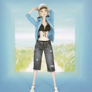 Momoko 27cm dolls (1) Hoody Jacket (2) Denim Pants & (3) Bikini set pdf Scaled E PATTERN in Japanese and Template Titles in English