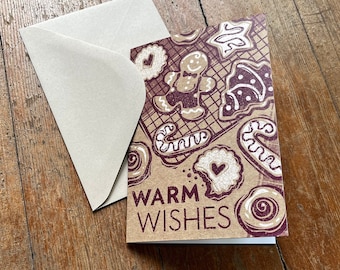 Warm Wishes | 4 x 6 Holiday Greeting Card | Baked Christmas Cookies