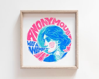 Anonymous Was a Woman | Virginia Woolf | Fine Art Print | 10" x 10" | UNFRAMED