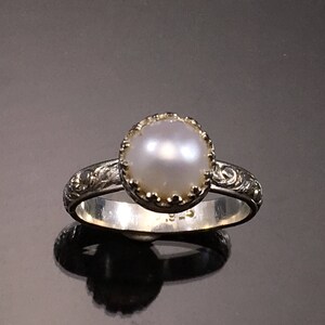 Pearl Ring, Sterling Silver Ring, Made to Order, Bezel Set Pearl Ring