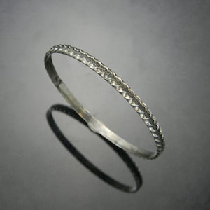 Patterned Silver Bangle Bracelet, Patterned Sterling Bracelet, Sterling Silver Bangle Bracelet, Made To Order, Sizing Options