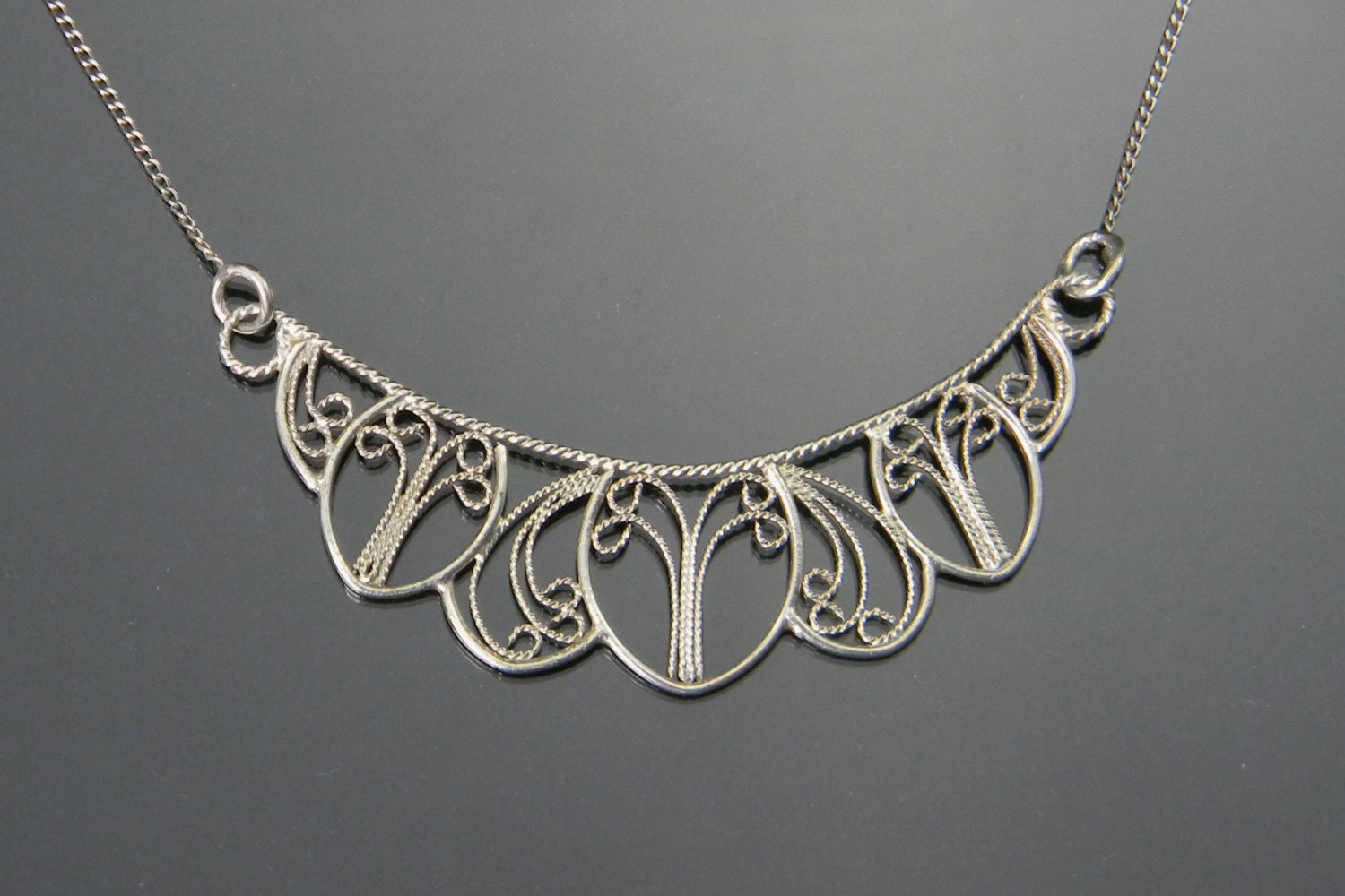 Handmade Sterling Silver Filigree Silver Bib Necklace | Etsy