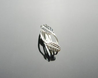 Sterling Silver Leaf Ring, Silver Coil Ring, Silver Vine Ring, Bypass Ring, Coil Rings, Leaf Rings, Vine Rings, Made to Order