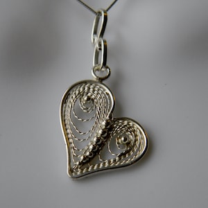 Filigree Heart Pendant, Filigree Heart Necklace, Heart Jewelry, Valentine&#39;s Day Jewelery, Silver Heart