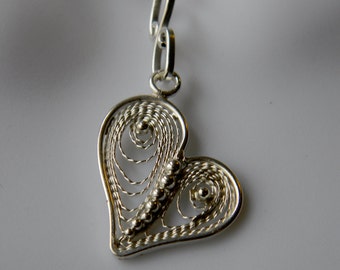 Filigree Heart Pendant, Filigree Heart Necklace, Heart Jewelry, Valentine's Day Jewelery, Silver Heart