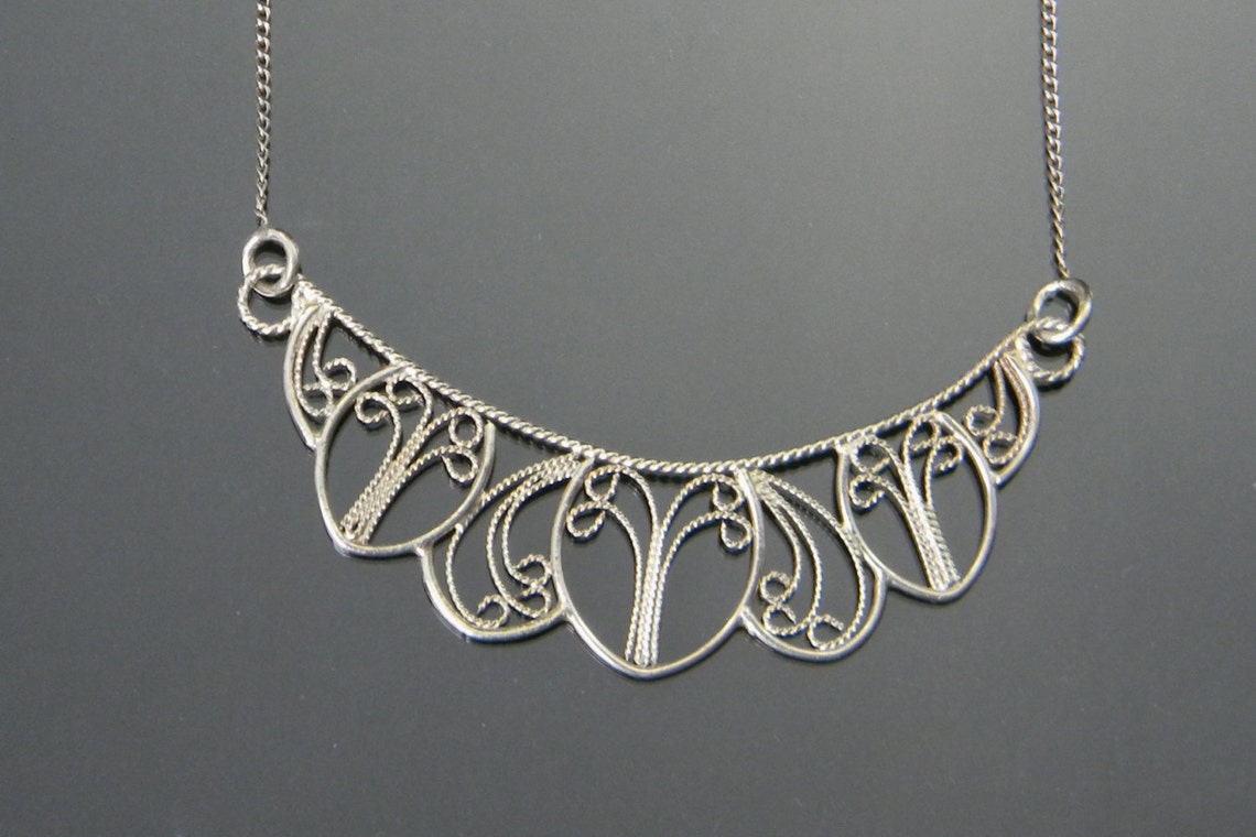 Handmade Sterling Silver Filigree Silver Bib Necklace - Etsy
