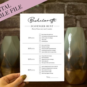 Printable Bachelorette Scavenger Hunt - Minimalist | Wedding Party Games | Bachelorette Games