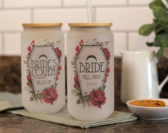 Bride's Coven Glass Can | Coffin Design | Bridal Party Gift | Gothic Bride | Gothic Wedding | Halloween