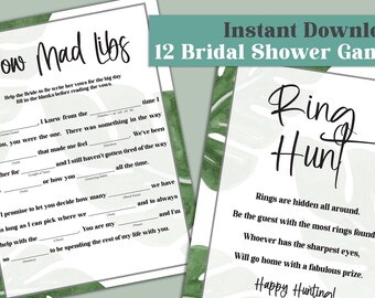 12 jeux de douche nuptiale tropicale imprimables | Jeux de douche à téléchargement instantané | Jeux de fête de mariage | Jeux de célibataire