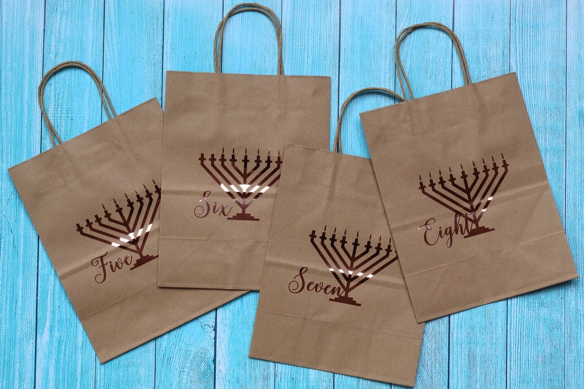 8 Days of Hanukkah Gift Bags Set of 8 Holiday Gift Wrap Etsy