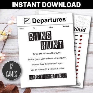 12 Printable Travel Themed Bridal Shower Games | Instant Download Shower Games | Wedding Party Games | Bachelorette Games