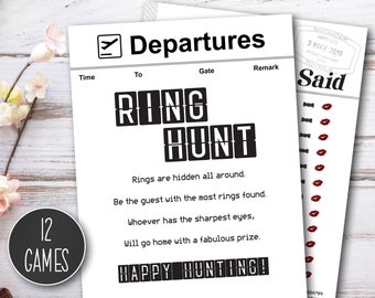 12 Printable Travel Themed Bridal Shower Games | Instant Download Shower Games | Wedding Party Games | Bachelorette Games