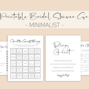 Printable Minimalist Bridal Shower Games | Instant Download Shower Games | Wedding Party Games | Bachelorette Games