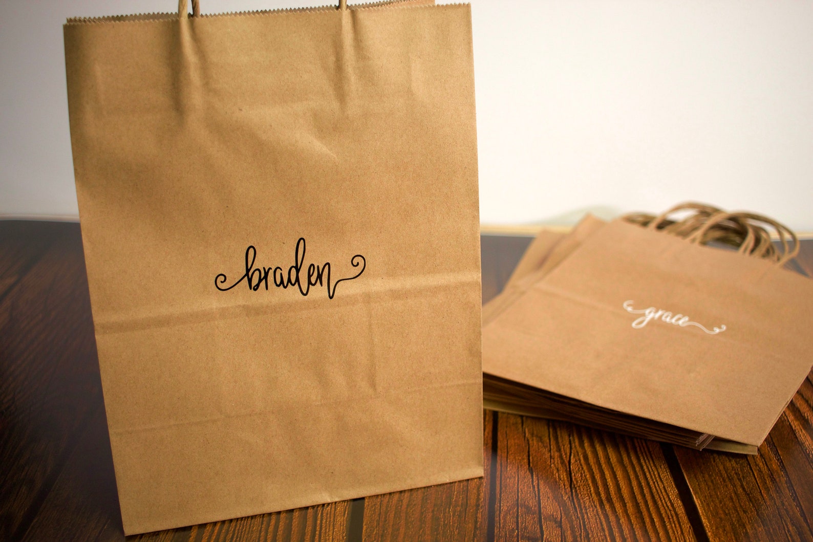 Personalized Name Gift Bags Swirly Font Etsy