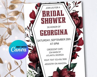 Instant Download Gothic Bridal Shower Invitation | Til Death Do Us Part | Coffin Bridal Shower | Gothic Wedding