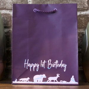 Woodland Animal Themed Personalized Birthday Gift Bag | Happy Birthday Bag | Custom Goodie Bags | First Birthday Gift