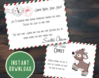 Christmas Reindeer Scavenger Hunt Game (Digital Download)