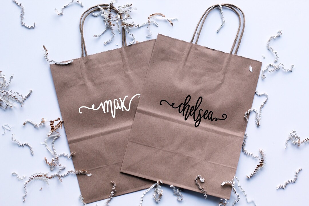 Personalized Name Gift Bags Swirly Font Etsy