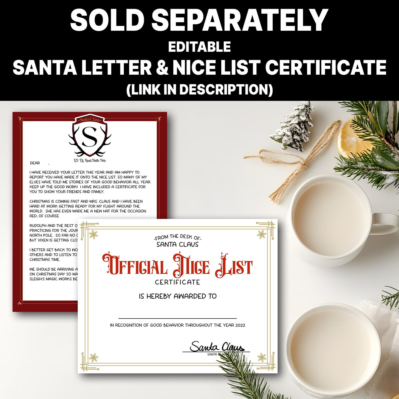Printable Letter to Santa | Kids Christmas Wish List | PDF Digital ...
