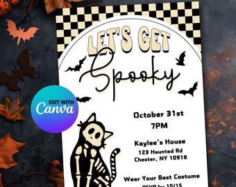 Instant Download Let's Get Spooky Party Invitation | Halloween Invite | Fall Party Party | Halloween Party