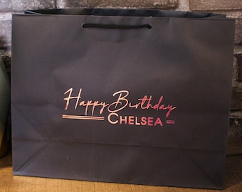 Personalized Birthday Gift Bag - Double Line | Happy Birthday Bag | Goodie Bag