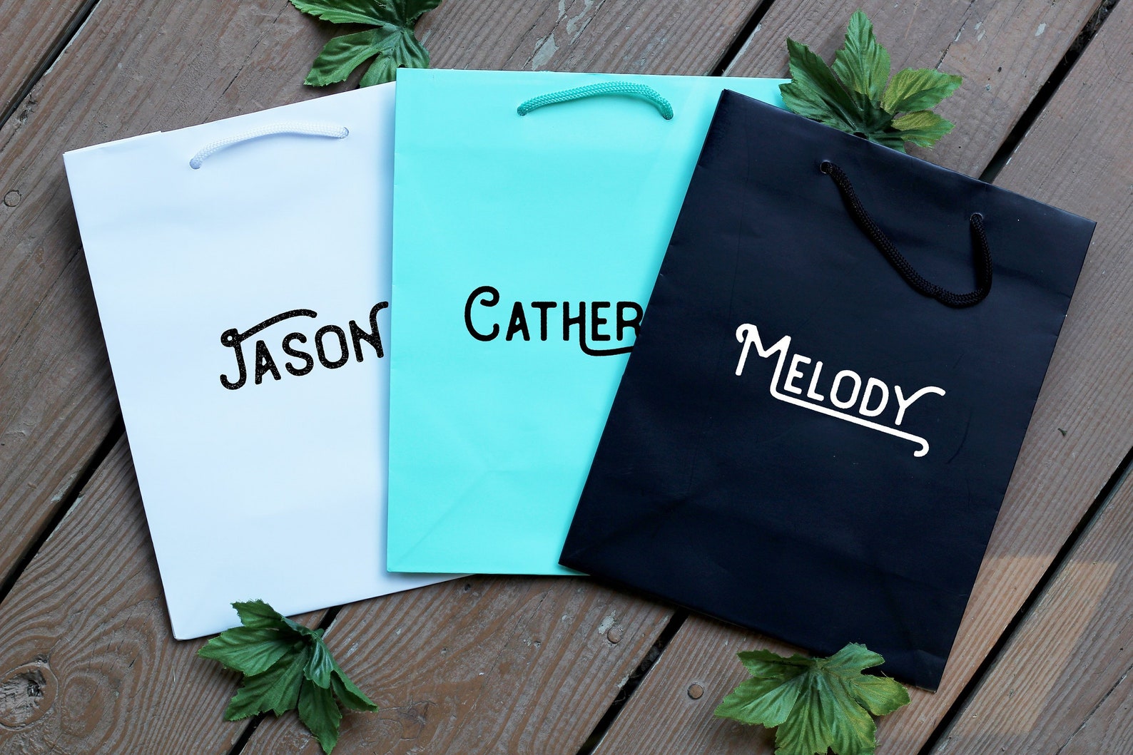 Personalized Name Gift Bags Line Font Wedding Party Gift Etsy