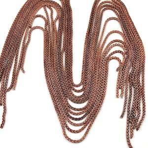 11 Sections (219 Inches) Vintage Solid Aged Copper Braided 2.5mm. Box Chain L273