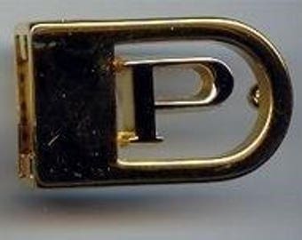 1 VINTAGE GOLD & SILVER Plated Letter "P" Initial Belt Buckle s696