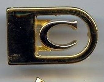 1 VINTAGE GOLD & SILVER Plated Letter "C" Initial Hinge belt buckle s692