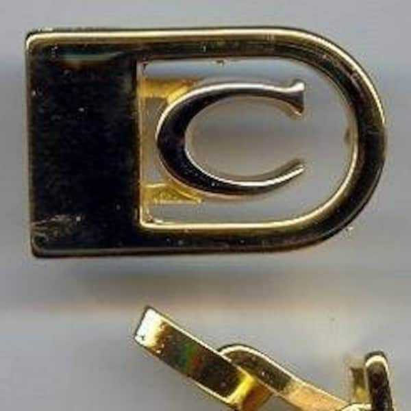 1 VINTAGE GOLD & SILVER Plated Letter "C" Initial Hinge belt buckle s692