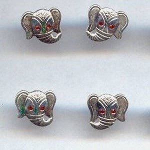 Sterling Silver Elephant Trunk Up Siam Ruby Rhinestone Eye 13mm. Earrings V957aa