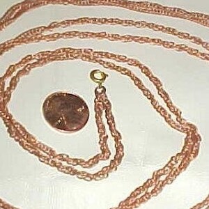 Vintage Copper Coated Steel Curb 3mm. Twist Double Chain 43&quot; Necklace N83
