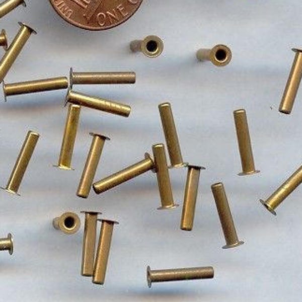 24 VINTAGE BRASS 12mm. EYELET rivet jewelry crafting findings 732a